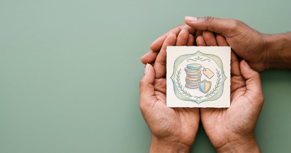 Hands holding an illustrated stack of coins and a shield, representing the cost of PMVA training and safer practice