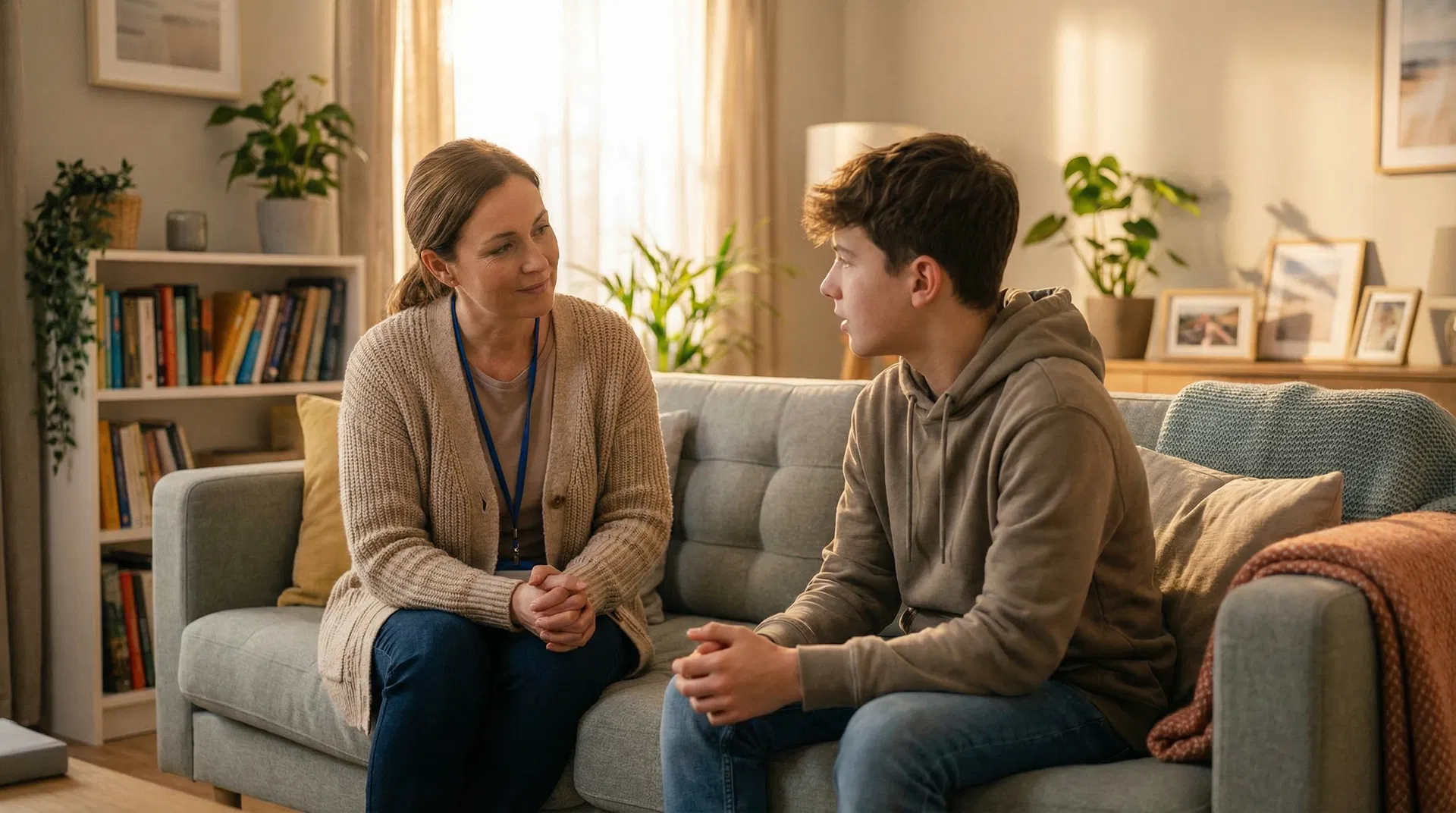A caring adult supporting a young person in a residential children's home