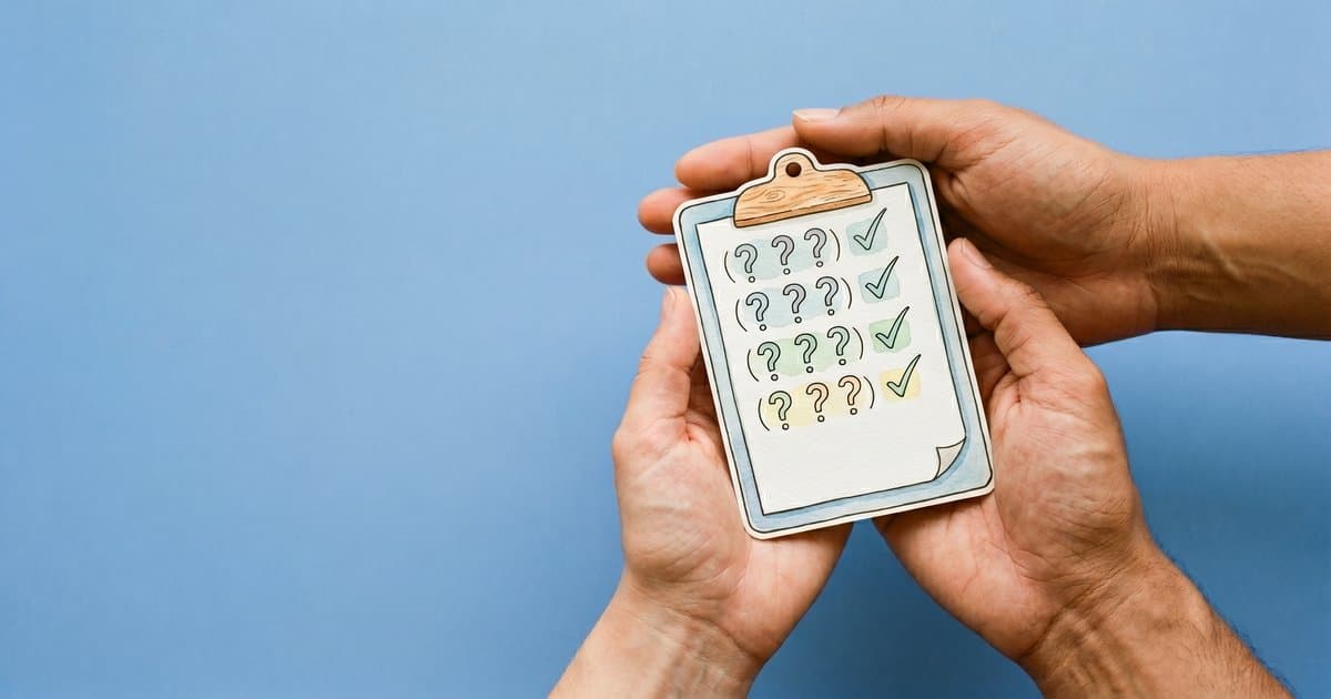 Hands holding a clipboard with a checklist representing questions to ask when commissioning training
